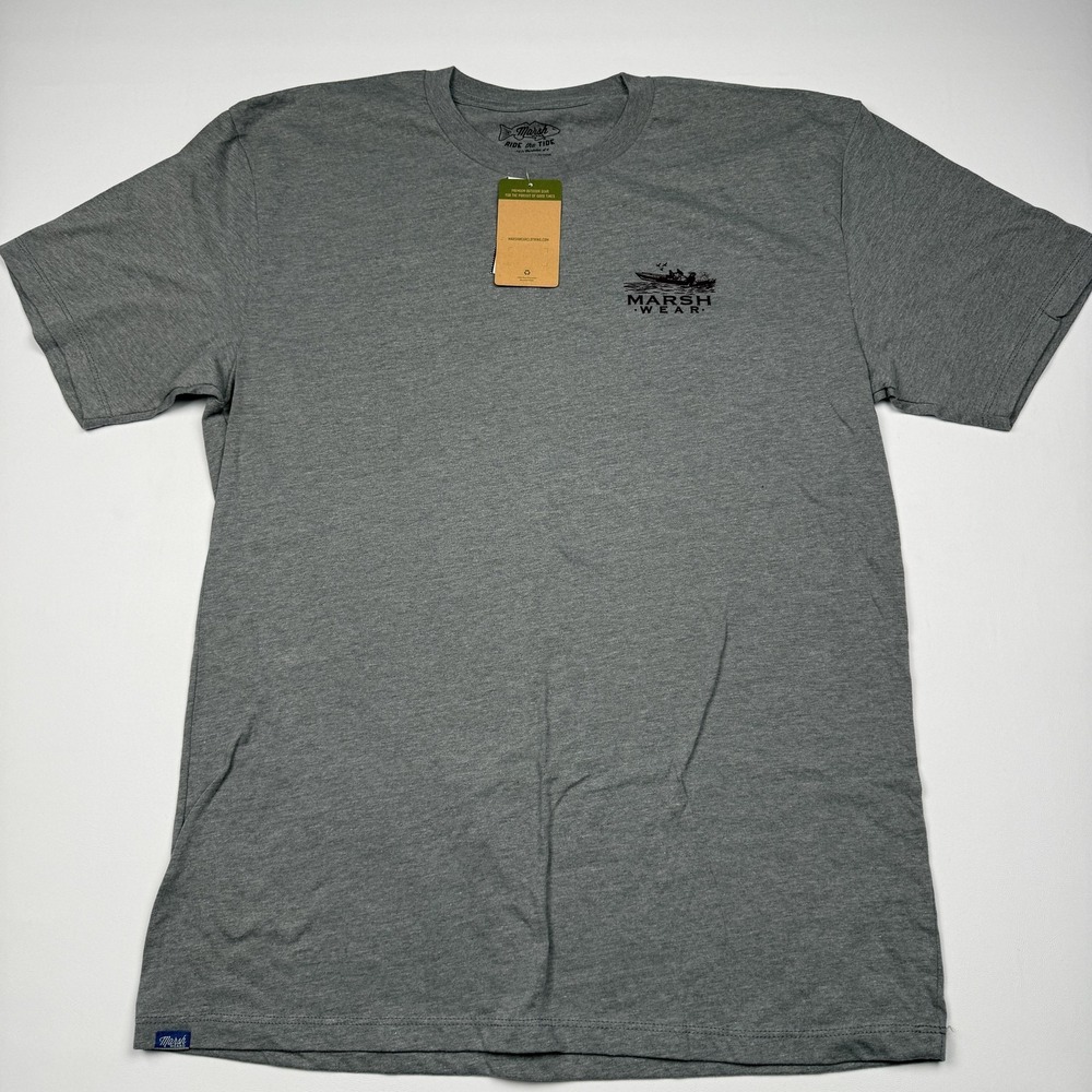 Marsh Wear Shirt Mens Large Gray Hammer Down Boat Fishing Graphic T-Shirt Tee